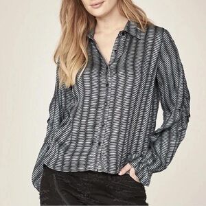 Nu Denmark women’s Imi viscose button down shirt blouse Sz. M/L grey long sleeve